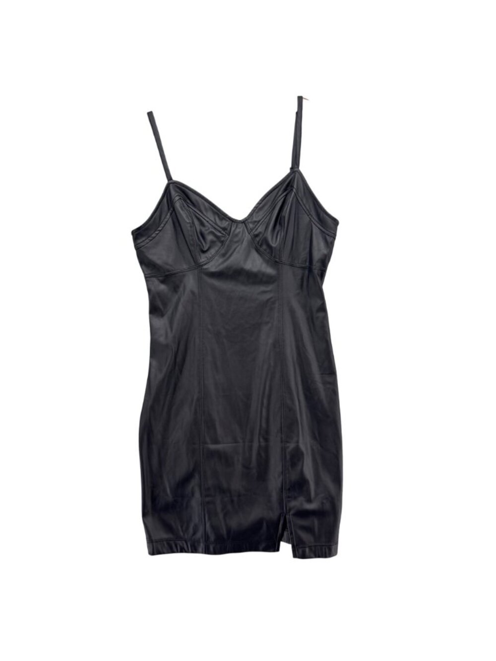 Free People Say No More Bodycon Dress Black Faux Leather Sleeveless Mini Size S - Picture 14 of 15